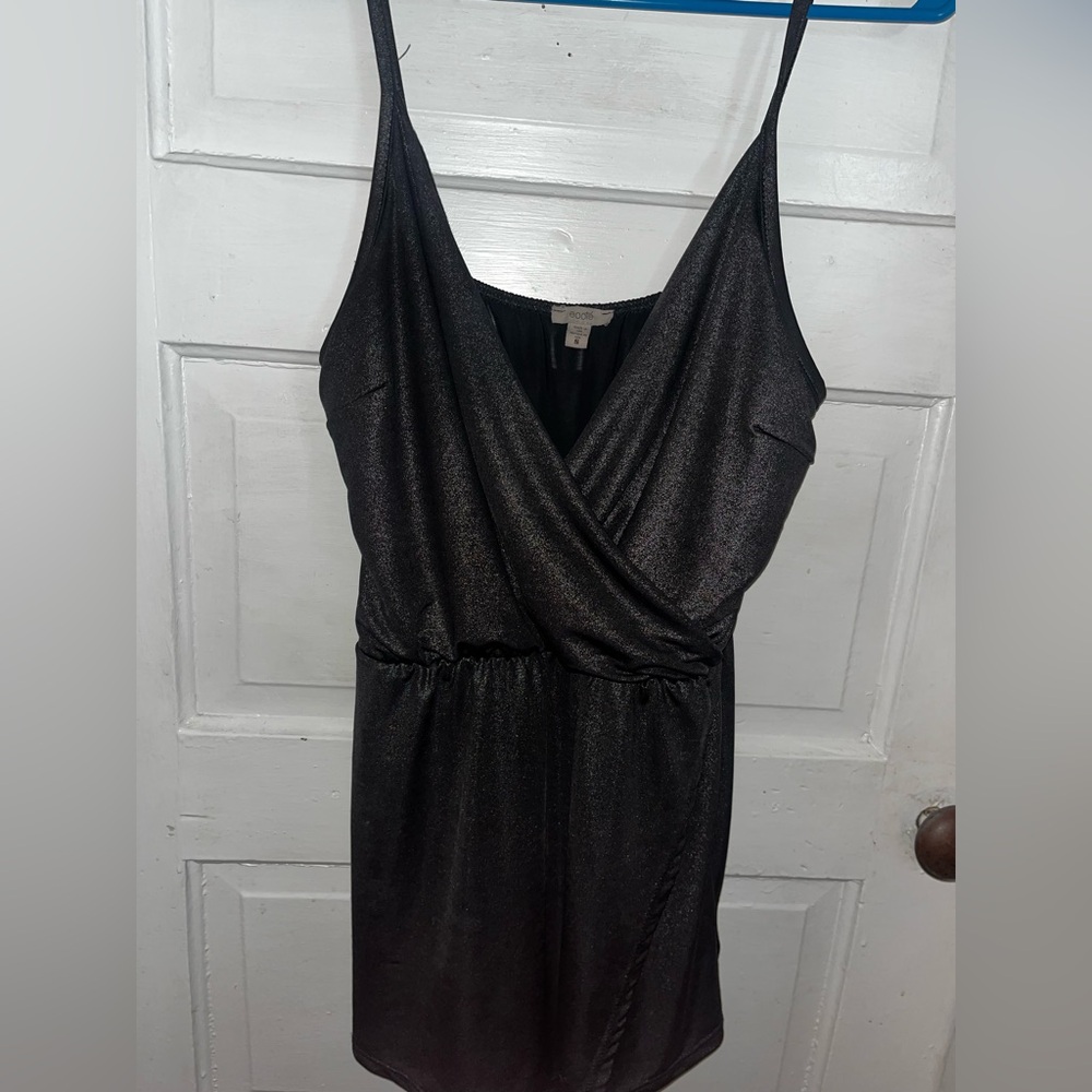 Ecoté Black Shimmer Fabric Swing Adjustable Strap Romper